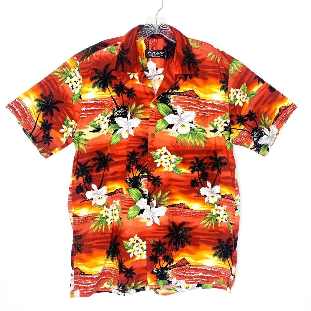 Hawaiian Shirt Mens Large Button Up Short Sleeve Designed in Hawaii Floral